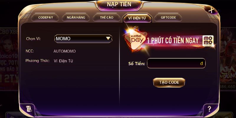 Hướng dẫn 3 bước nạp tiền V8club thông qua Momo Hướng dẫn 3 bước nạp tiền V8club thông qua Momo